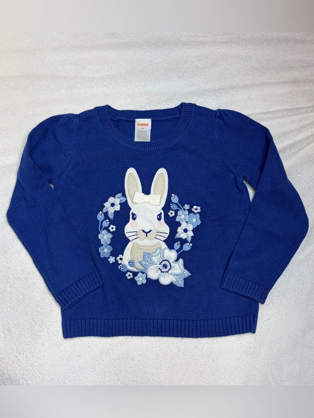 Gymboree Embroidered Floral Bunny Sweater Toddler Girls Size 3T